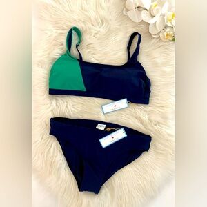 NWT Drape James ❤️ Helen Jon Blue Bikini Top Sz M Bottom Sz S
